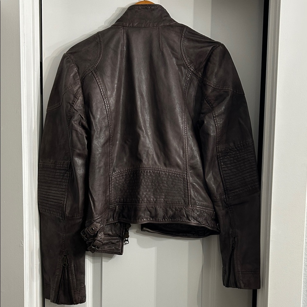 Free People Dark Brown Leather Jacket - Picture 2 of 7